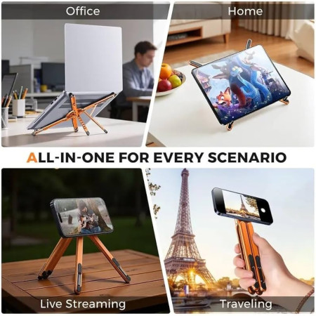 Multi Functional Foldable Magnetic Stand (Orange Color)