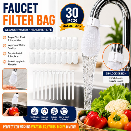 30Pcs Anti-splash Cotton Thickened Filter High-density Universal Faucet Filter (with 4 pcs T-strap)