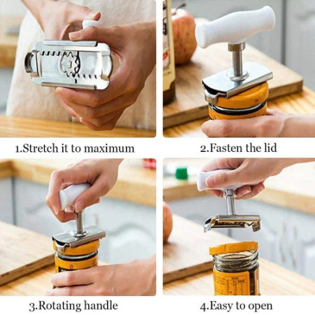 Adjustable Lid Opener Jar Opener Stainless Steel Bottle Cap Remover
