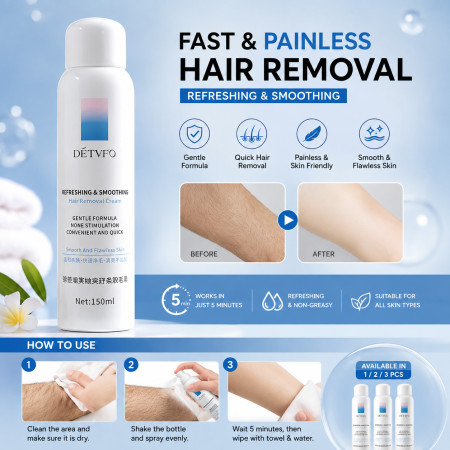 DETVFO Refreshing & Smoothing Hair Removal Cream (150 ML)